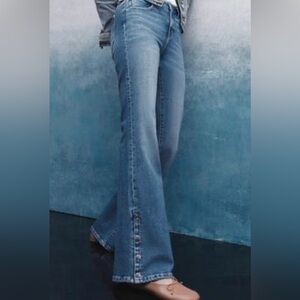 ZARA HIGH RISE BUTTON FLY FLARED JEANS